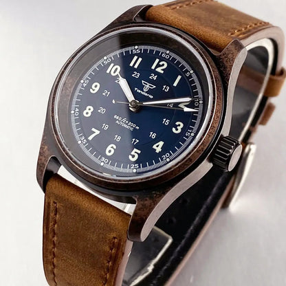 PVD Bronze Case TANDORIO 36mm Military Field Watch Men Japanese NH35A Automatic Movement Sapphire 200M Waterproof Pilot Watches