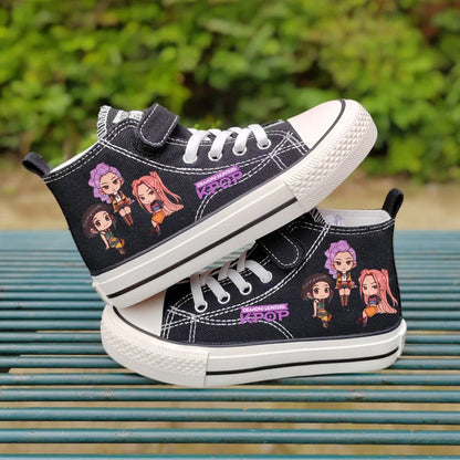 Chaussures en toile pour enfants Rumi Mira Zoey, chaussures pour filles, chaussures de sport, baskets à motifs, chaussures pour enfants, chaussures de tennis à tige haute, chaussures de ville.