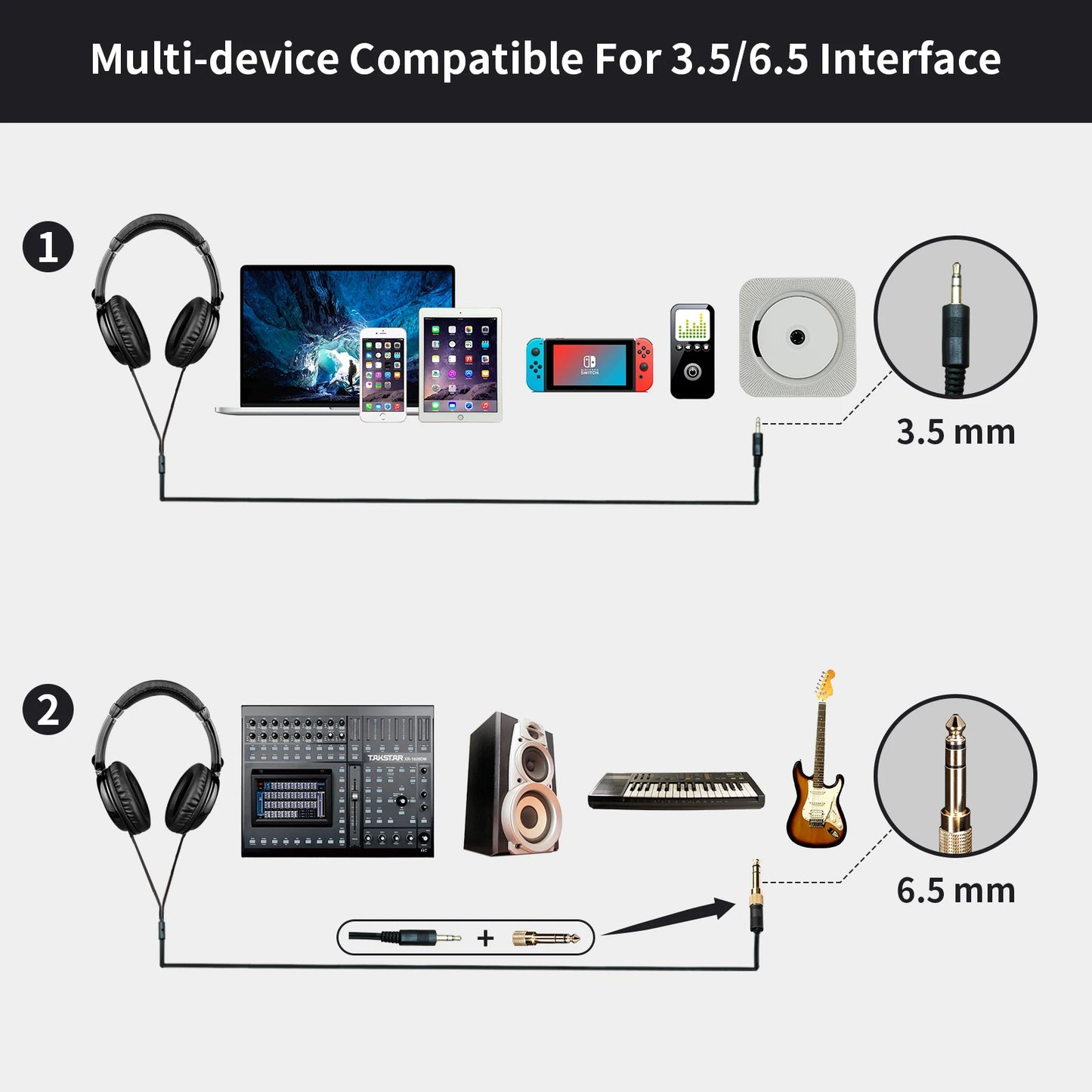 Takstar HD2000 Wired Over Ear Headphones Studio Monitor & Mixing DJ Stereo Headsets for Computer Recording Phone Piano Guitar PC