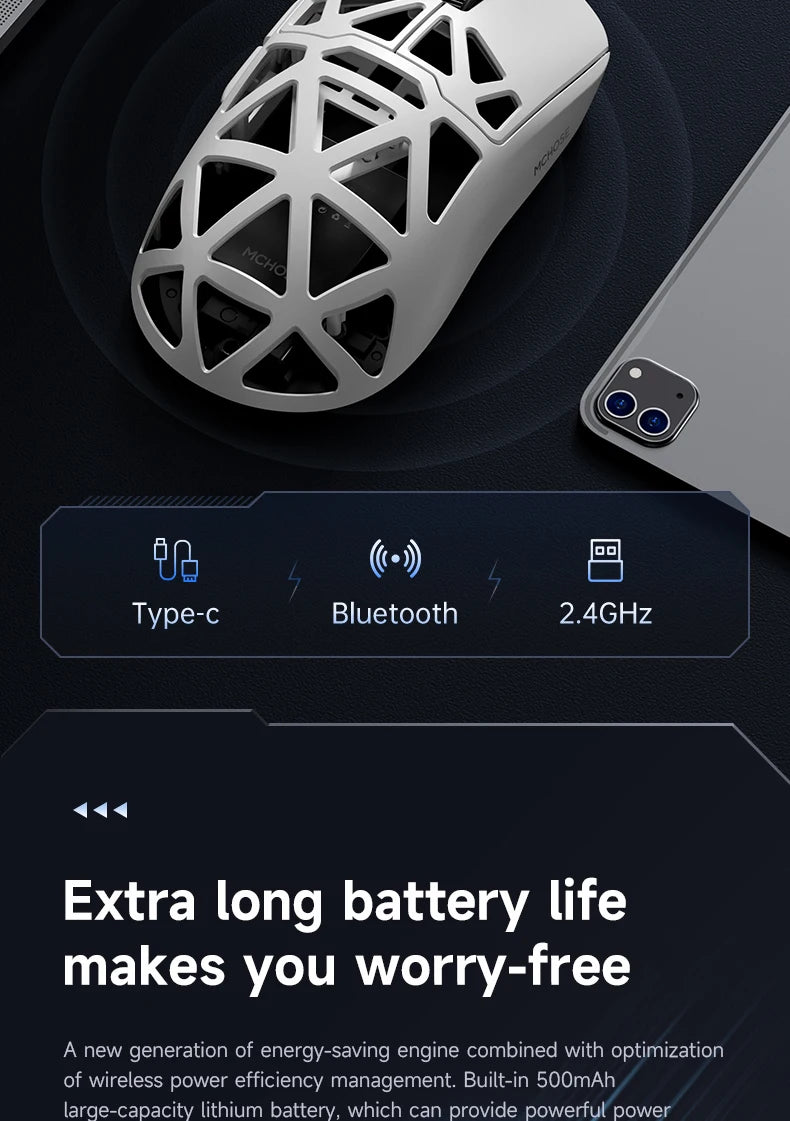 MCHOSE AX5 V2 Wireless Gaming Mouse 8KHz Polling PAW 3950 42000DPI Optical Sensor 56g Tri-Mode 130h Battery Magnesium Alloy