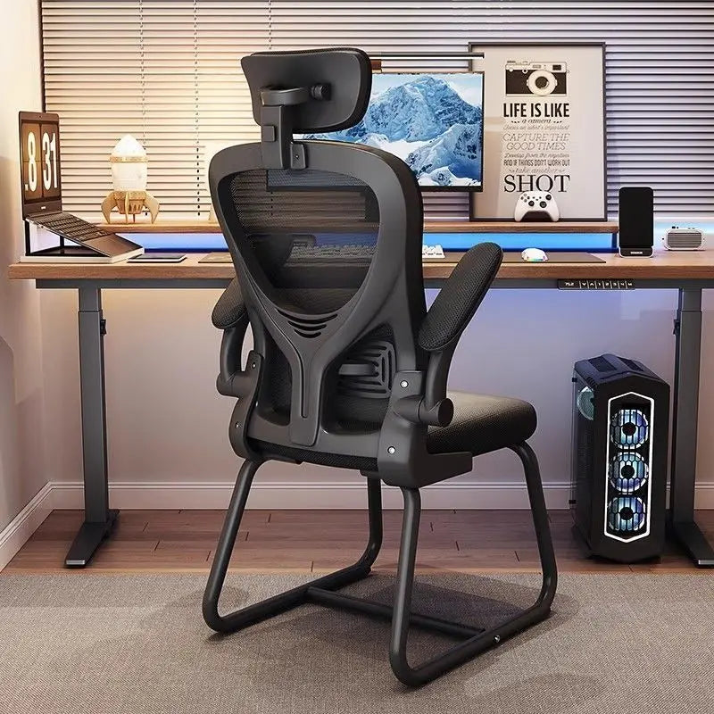 Chaise de bureau ergonomique et flexible pour études, jeux et travail prolongé, avec dossier inclinable réglable, idéale pour les longues heures de travail à domicile ou en dortoir, pour un confort optimal.
