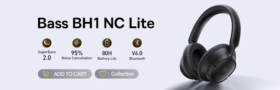Baseus Wireless Headphones Bluetooth 5.3 HIFI Level Earphone 40mm Driver Foldable Over Ear Headsets 70H Playtime Spatial Audio