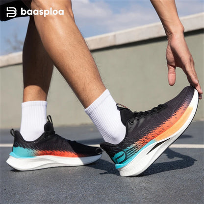Baasploa Herren-Joggingsportschuhe mit Carbonplatte, professioneller Dämpfung, atmungsaktive rutschfeste Outdoor-Laufsneaker