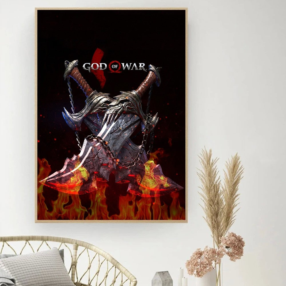 Póster del juego «God of War» - Póster de cine vintage para hacer tú mismo - Cuadro decorativo - Pegatinas para el estudio - Cuadro de pared de tamaño pequeño