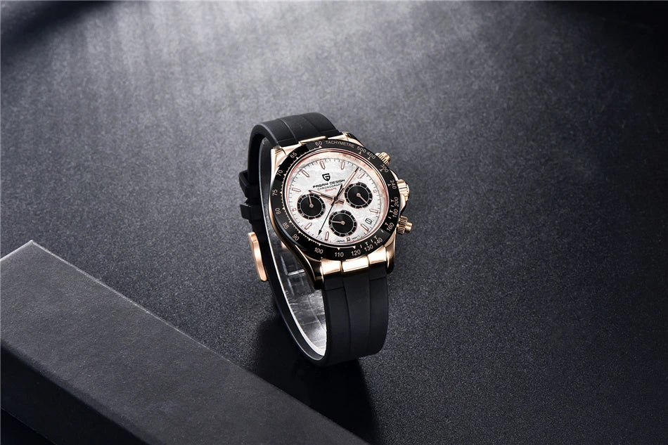 PAGANI DESIGN V2 40MM Reloj de cuarzo para hombre con esfera de meteorito, cristal de zafiro, cronógrafo retro y resistente al agua