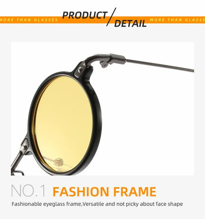 Runde Sonnenbrillen für Männer und Frauen, Retro-Steampunk-Sonnenbrillen, Herren- und Damenbrillen, Marken-Designerbrillen, Metallrahmen, Sonnenbrillen, Oculos De Sol