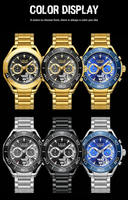 LIGE Luxusuhren für Herren, Freizeit- und Business-Uhren, Herrenmode, wasserdichte Militär-Quarzarmbanduhren für Herren, Montre Homme