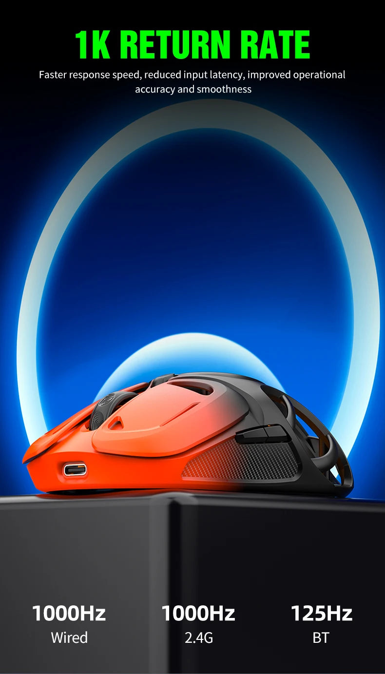 X10 Tri-Mode Gaming Mouse Wireless Mouse 10000 DPI 1000Hz Return Rate Bluetooth Mouse RGB Rechargeable Mouse BT/2.4G/Wired Mice