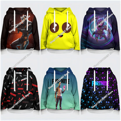Nowe bluzy Fortnite 2025 z kapturem, nadruk 3D, bluza męska Harajuku z długim rękawem, krój oversize, unisex, odzież cosplayowa