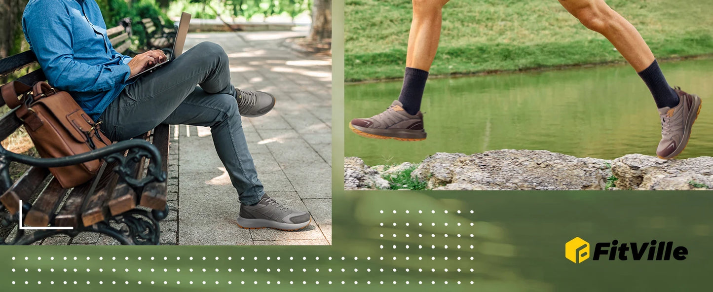 FitVille Extra Wide Sneakers For Men Hiking Walking Shoes Wide Toe Box Lightweight Running Shoe For Flat Feet With Arch Support