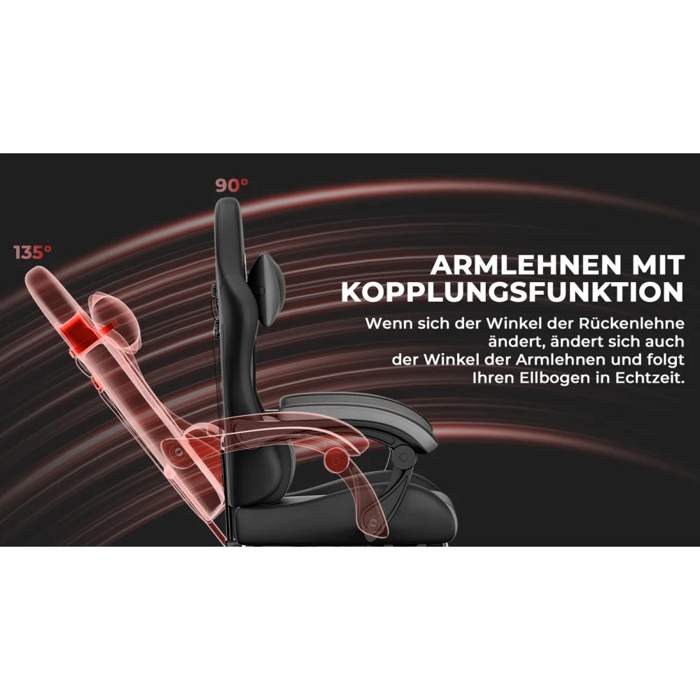 Gaming Chair Ergonomic Gaming Chair with Lumbar Support and Headrest, Gamer Chair Height Adjustable