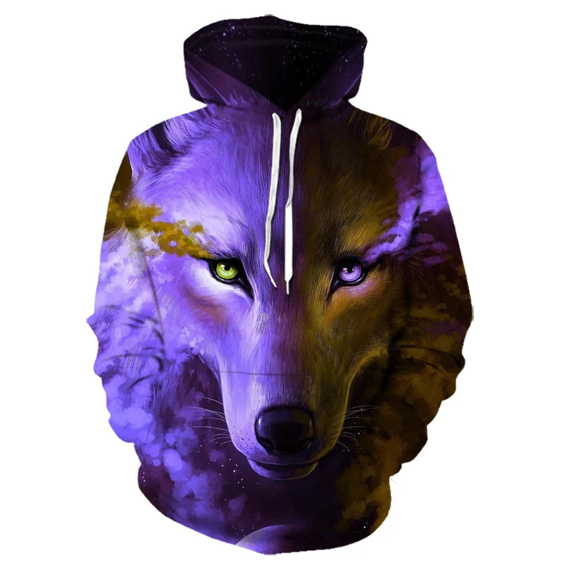 Mikiny s kapucí Animal Wolf s 3D potiskem pro muže i ženy, módní ležérní oversized pulovr, hip hop Harajuku streetwear hoodies