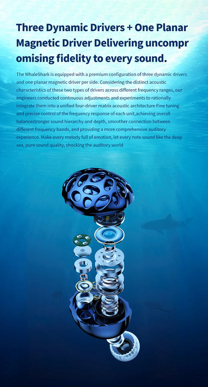 TRN Whale Shark Hybrid Earphones Triple Dynamic + Planar  In-Ear Monitors headphones