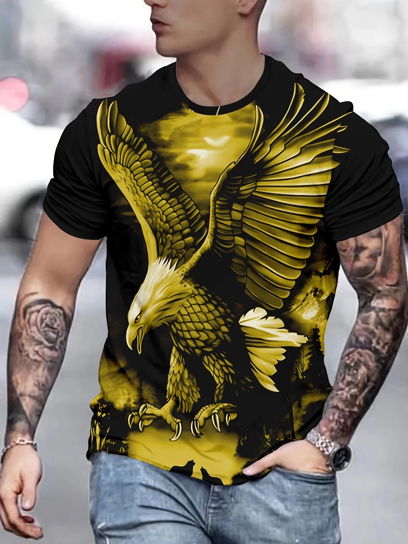 Fashion Eagle Graphic T Shirts Luxury T-Shirt Summer Men's T-Shirts Casual Tops Short Sleeve T-Shirt 3D Printing Men Clothing