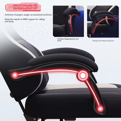 Gaming Chair with Latex Seat Cushion, Adjustable Backrest, Computer Office Chair, Nylon Feet, Gaming Streamer Chair