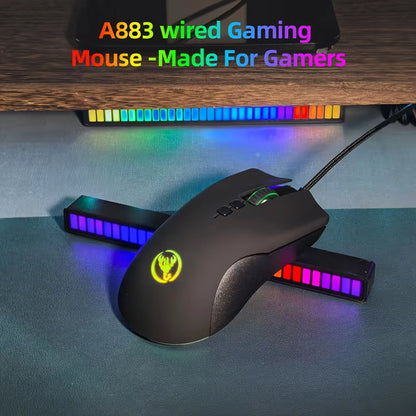High-End Ergonomic Gaming Mouse with Anti-Slip Side Design Durable Braided Cable Breathing LED Lights USB Plug for PC
