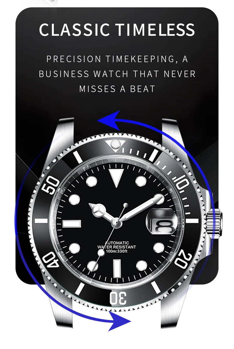 Customized Logo Reloj Men's Mechanical Automatic Wristwatch NH35 Movement 40mm Dial 100M Waterproof Sapphire Glass DIY Corgeut