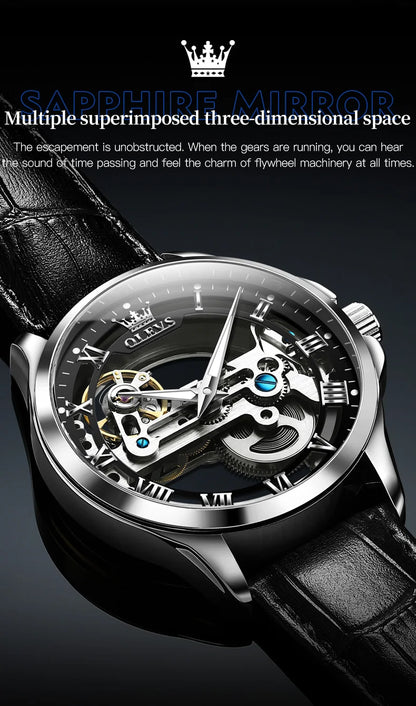 OLEVS 6661 Automatic Watch For Men Skeleton Original Mechanical Movement Man Wristwatch Waterproof Luminous Sport Men's Watches