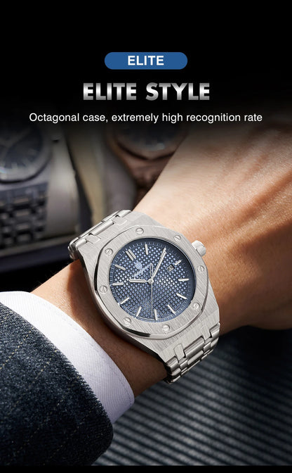 Montre à quartz carrée de luxe PAAZOMU pour homme, étanche, avec date luminescente, montre pour homme en acier inoxydable, montres d'affaires pour homme