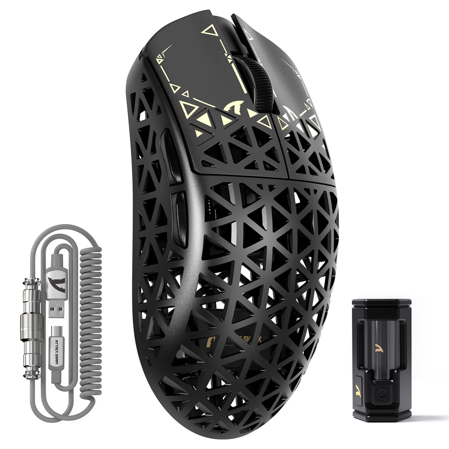 ATTACK SHARK R5Ultra Carbon Fiber Wireless 8K PAW3950MAX Gaming Mouse with 8K Coiled Cable,