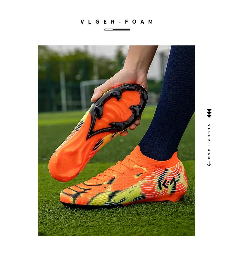 Nuove scarpe da calcio da uomo per partita outdoor, sneakers con tacchetti per erba, scarpe da football bestseller antiscivolo per ragazzi, alta qualità, alte e leggere