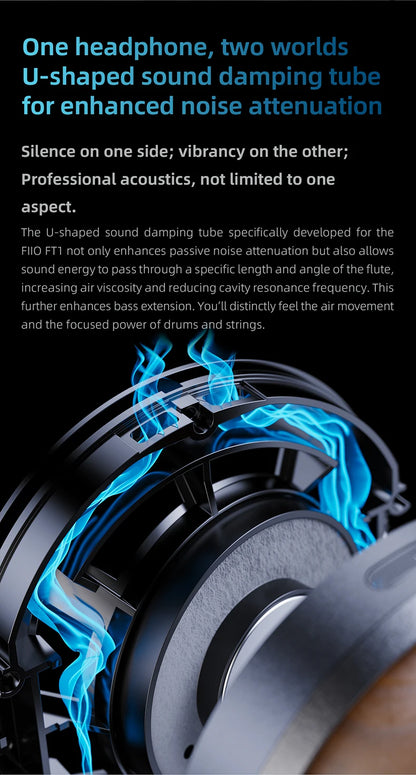 FiiO FT1 Headphones Professional Monitor North American Walnut HIFI Music Wired Headset Shanling