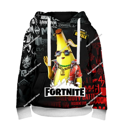 Nowe bluzy Fortnite 2025 z kapturem, nadruk 3D, bluza męska Harajuku z długim rękawem, krój oversize, unisex, odzież cosplayowa
