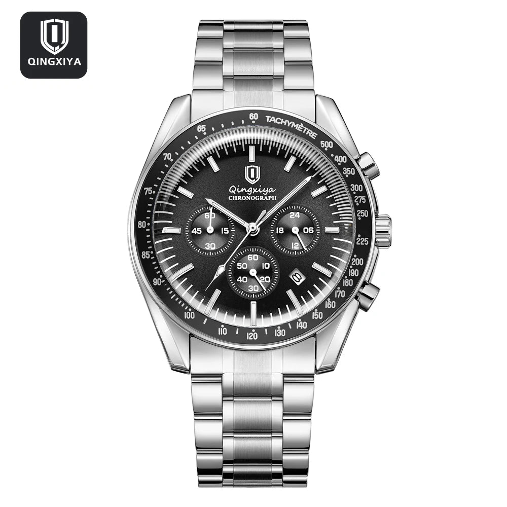 Orologio al quarzo da uomo, di marca di lusso, impermeabile e luminescente, in acciaio inossidabile, dotato di cronografo 24 ore e datario – Elegante orologio da uomo
