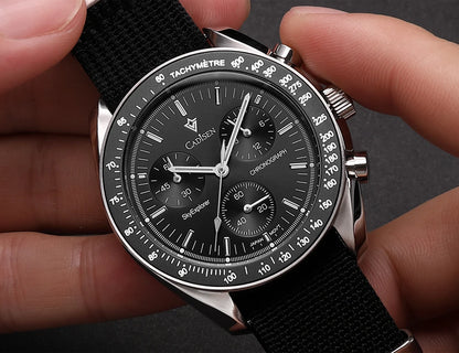 CADISEN Neue Herrenuhren Luxuriöse Quarz-Armbanduhr für Herren Saphirglas mit AR-Beschichtung Canvas VK68 Speed Chronograph Automatik