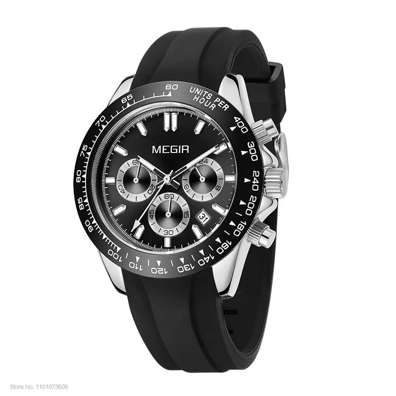 Orologio da uomo MEGIR, marchio di lusso, orologio sportivo al quarzo, bracciale in acciaio inossidabile, impermeabile, cronografo, orologio da polso