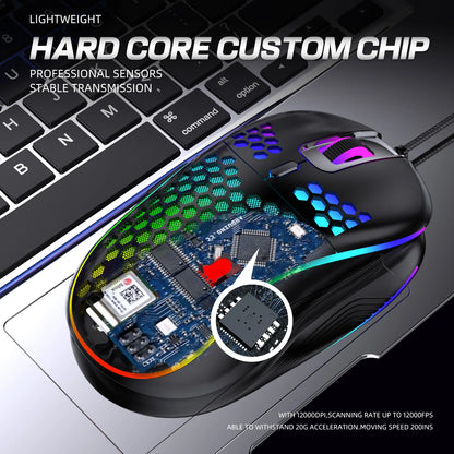 USB Wired Gaming office Mouse Mechanical Mouse USB Illuminated Mouse 7200DPI Adjustable Optical Gaming Mouse for Desktop Laptop