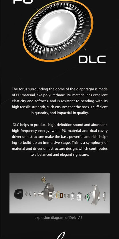 Kefine X ANGELEARS Delci AE 10mm DLC+PU Diaphragm Dynamic Driver IEMs Hi-Fi I n-ear Earphone with Two Tuning Style