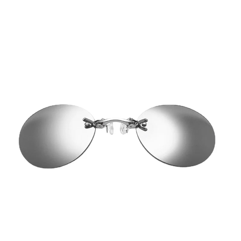 Runde randlose Sonnenbrille für Herren Matrix Morpheus Herren-Klassiker mit Nasenklammer Mini-Brille ohne Rahmen Marken-Designbrille UV400
