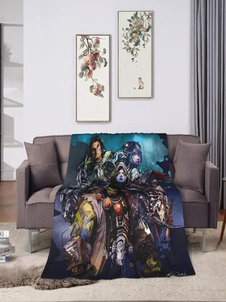 WOW World of Warcraft Arthas Retro Game Flannel Blanket Super Warm Throw Blanket for Bedroom Camping Bedspread Sofa Bed Cover