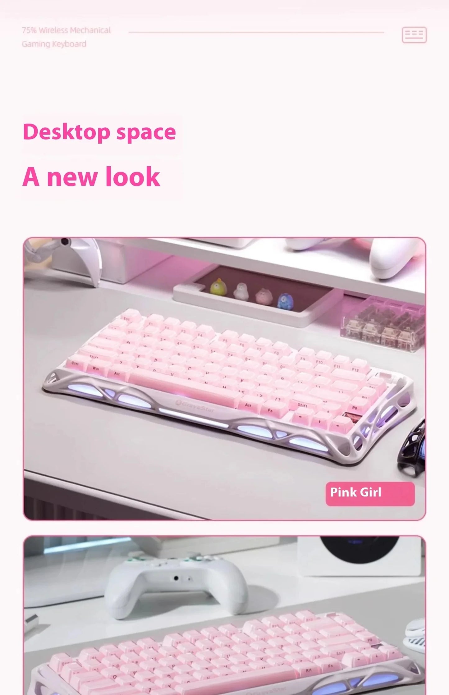 GravaStar Mercury K1 RGB Mechanical Keyboard Hot Swappable Gaming Keyboard Linear Switches RGB Wireless Gaming Keyboard