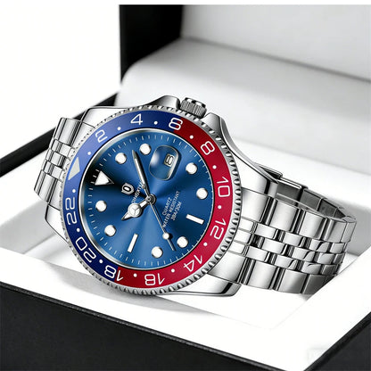 QINGXIYA Montres de luxe à quartz pour homme en acier inoxydable, étanches, avec date luminescente, montre-bracelet pour homme, reloj hombre