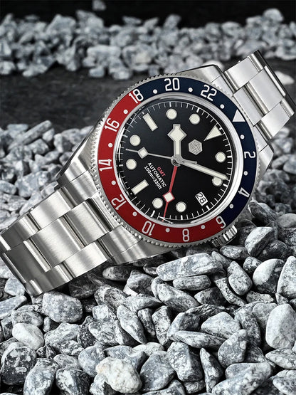 San Martin 39mm NH34 GMT Men Luxury Watch Bidirectional Aluminum Bezel Automatic Mechanical Sapphire 100M Waterproof  SN0109