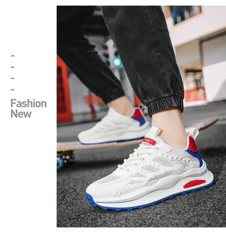 Men's Summer 2025 New Soft Bottom Breathable Mesh Sports Shoes Casual Versatile White Sneakers Lightweight Comfortable Runnin...