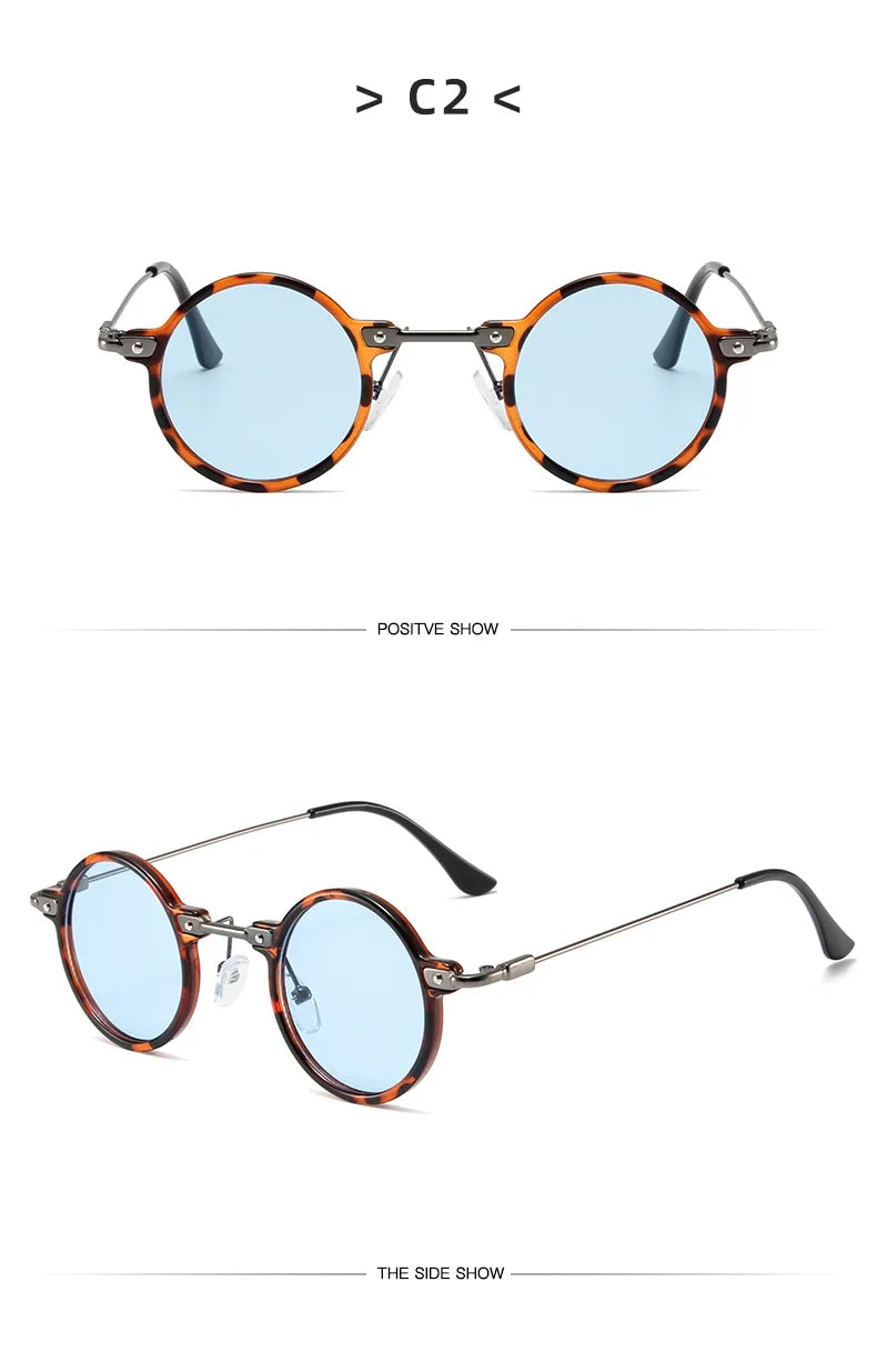 Runde Sonnenbrillen für Männer und Frauen, Retro-Steampunk-Sonnenbrillen, Herren- und Damenbrillen, Marken-Designerbrillen, Metallrahmen, Sonnenbrillen, Oculos De Sol