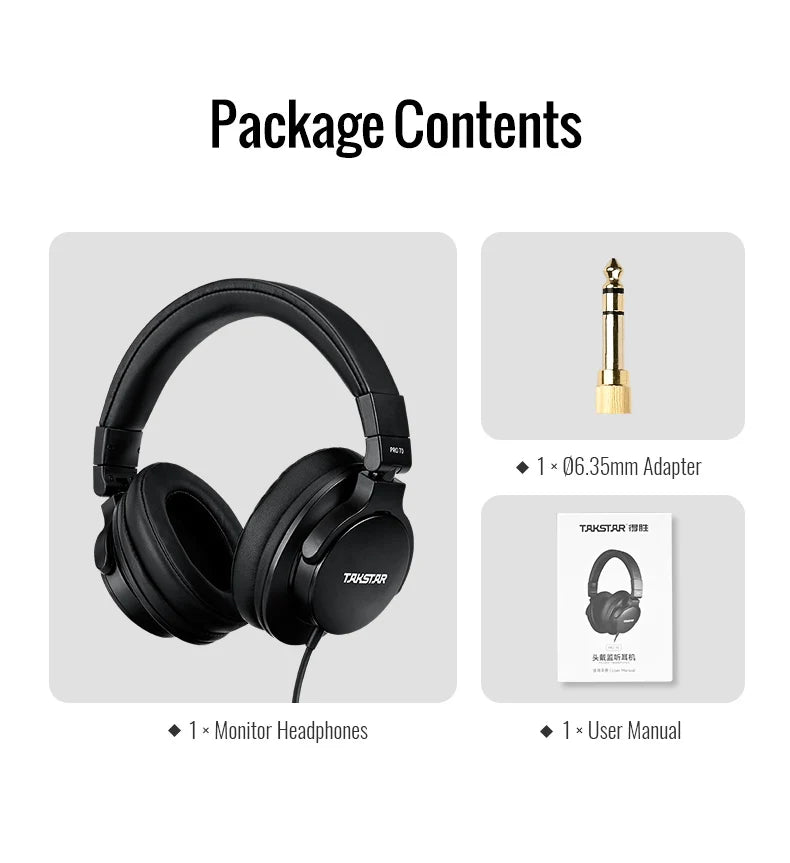 TAKSTAR PRO 70 Original Earphones Professional Fully Enclosed Foldable Monitoring Headphones Game Music Headset