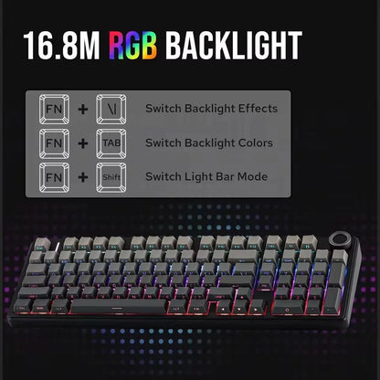 AULA F99 Pro E-sports Gaming Mechanical Keyboard Three Mode RGB Hot Swappable 96% PBT Custom Wireless Keyboard with Medi Knob