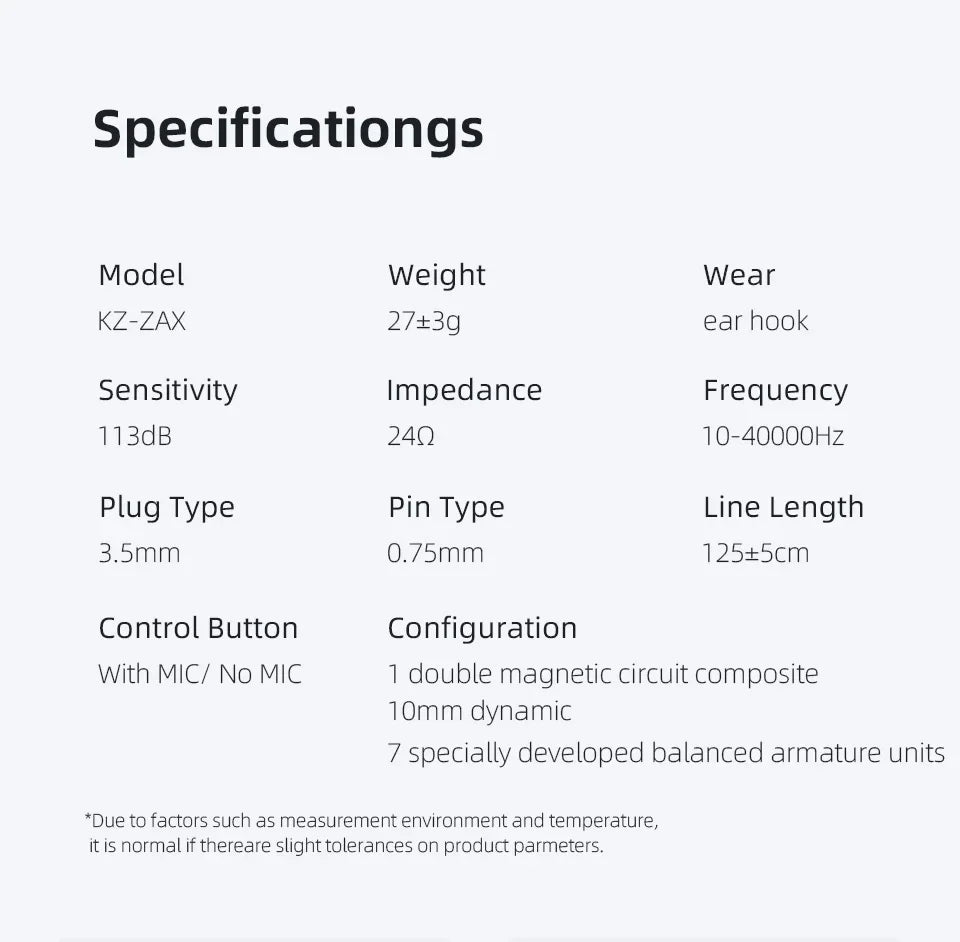 KZ ZAX 7BA 1DD Hybrid In Ear Earphones 16 Driver Unit HIFI Headset Metal Earbuds Earphone 2PIN Cable