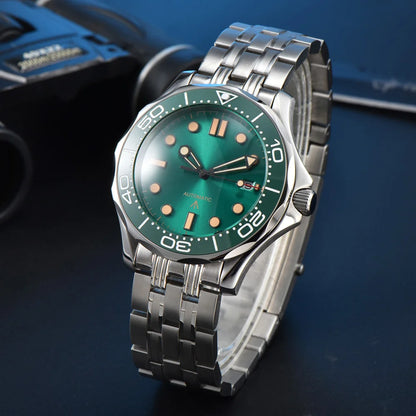 Parnsrpe 2026 New Miyota 8215 Automatic Dive Watch for Men Luxury Sport Green Dial Luminous Sapphire Crystal Date Waterproof Bus