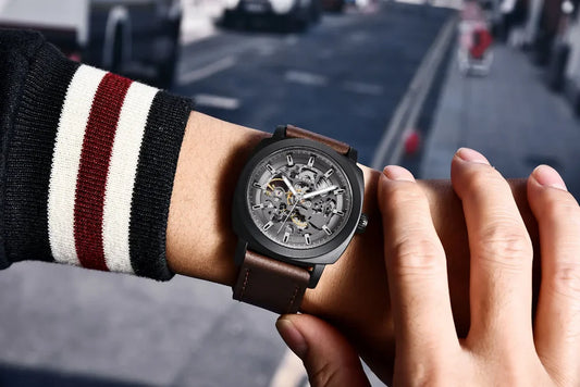 Orologio da uomo BENYAR – Orologio meccanico automatico di lusso, modello «scheletrato» con tourbillon, impermeabile fino a 30 m, cinturino in pelle, stile sportivo.