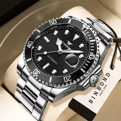 Orologi da polso meccanici BINBOND da uomo, di lusso, luminescenti, impermeabili, automatici, con tourbillon, scheletrati