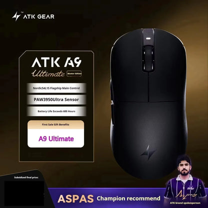 ATK A9 Wireless Gaming Mouse NearLink Technology Ergonomic PAW3395 Tri-Mode Bluetooth Low Latency Esports Mice PC