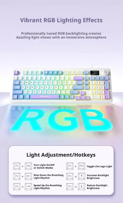 SANGEE Wired 98 Keys Keyboard Mouse Combo with LCD Screen Mechanical Feel RGB Backlit Silent Gaming Office Kit for PC Laptop