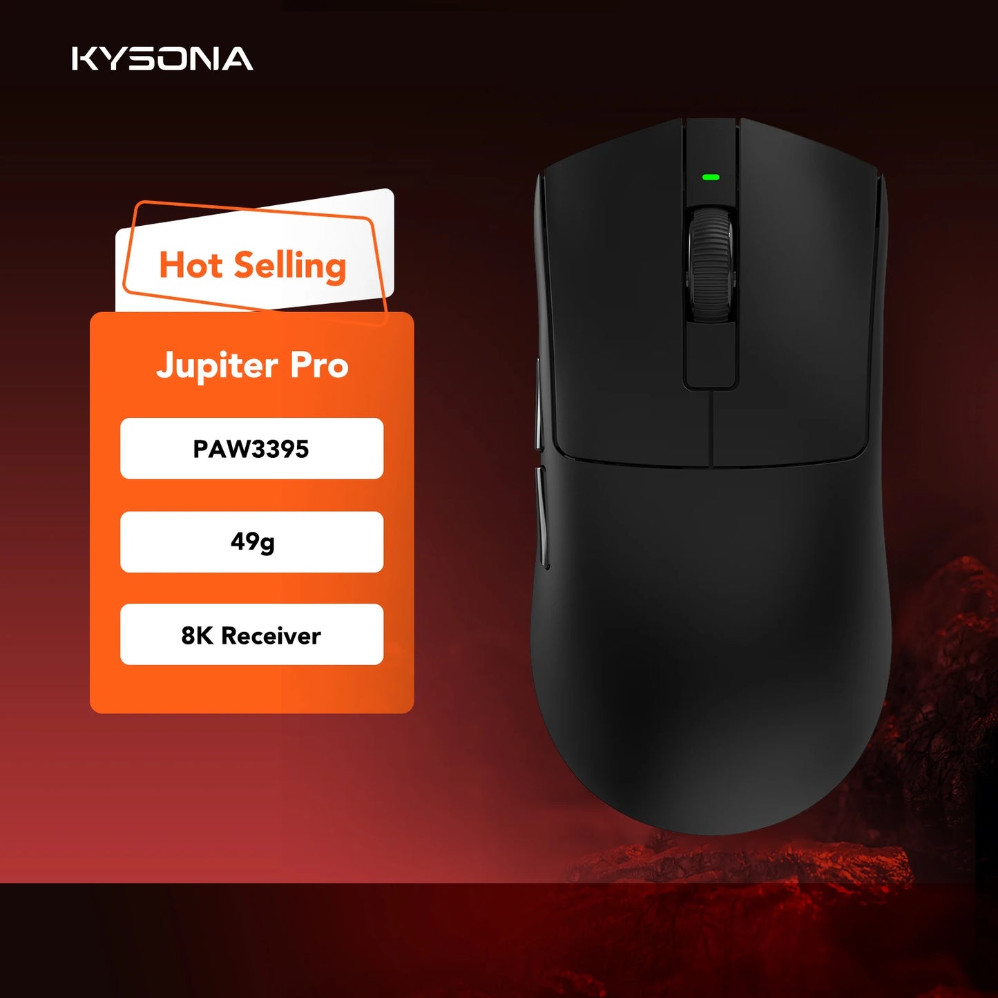 KYSONA Jupiter Series Gaming Mouse  Wired Wireless Mice 8Khz PAW3950 Sensor  Bluetooth 46g Rechargeable Web Driver For PC laptop