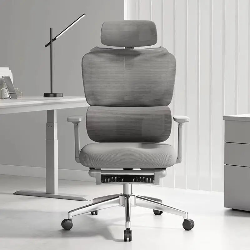Adjustable Ergonomic Mesh Office Chair, Breathable High Back Computer Desk Chair with 6D Lumbar Support & Retractable Footrest
