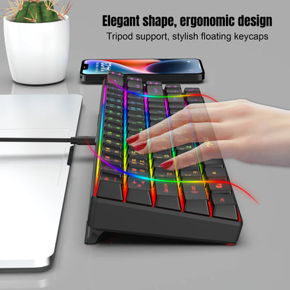 68 Keys Gaming Keyboard USB Wired Portable 20 RGB Backlight Korean Keyboard for Windows Laptops Computer